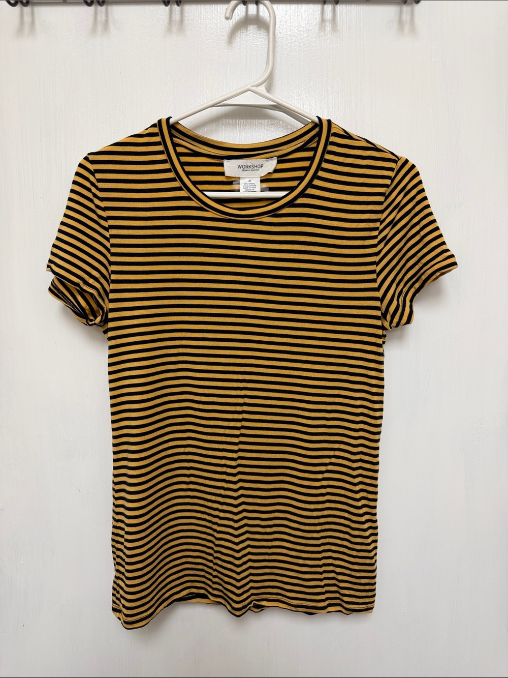 Workshop Republic Clothing Black and Mustard Striped Tee Shirt